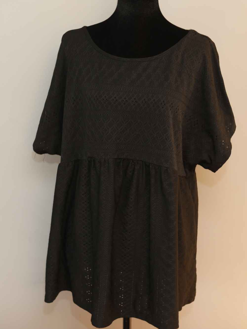 Black Eyelet Babydoll Tunic Top